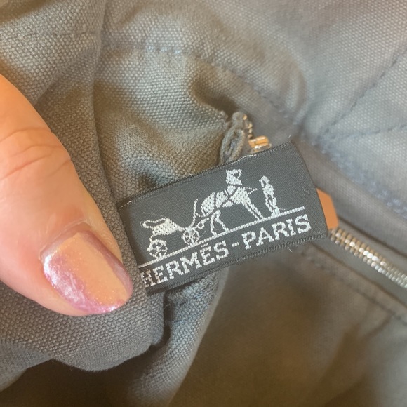 Hermes Small PM Canvas Tote/ Hand Bag Fourre-tote, Gray & Black - Picture 10 of 15